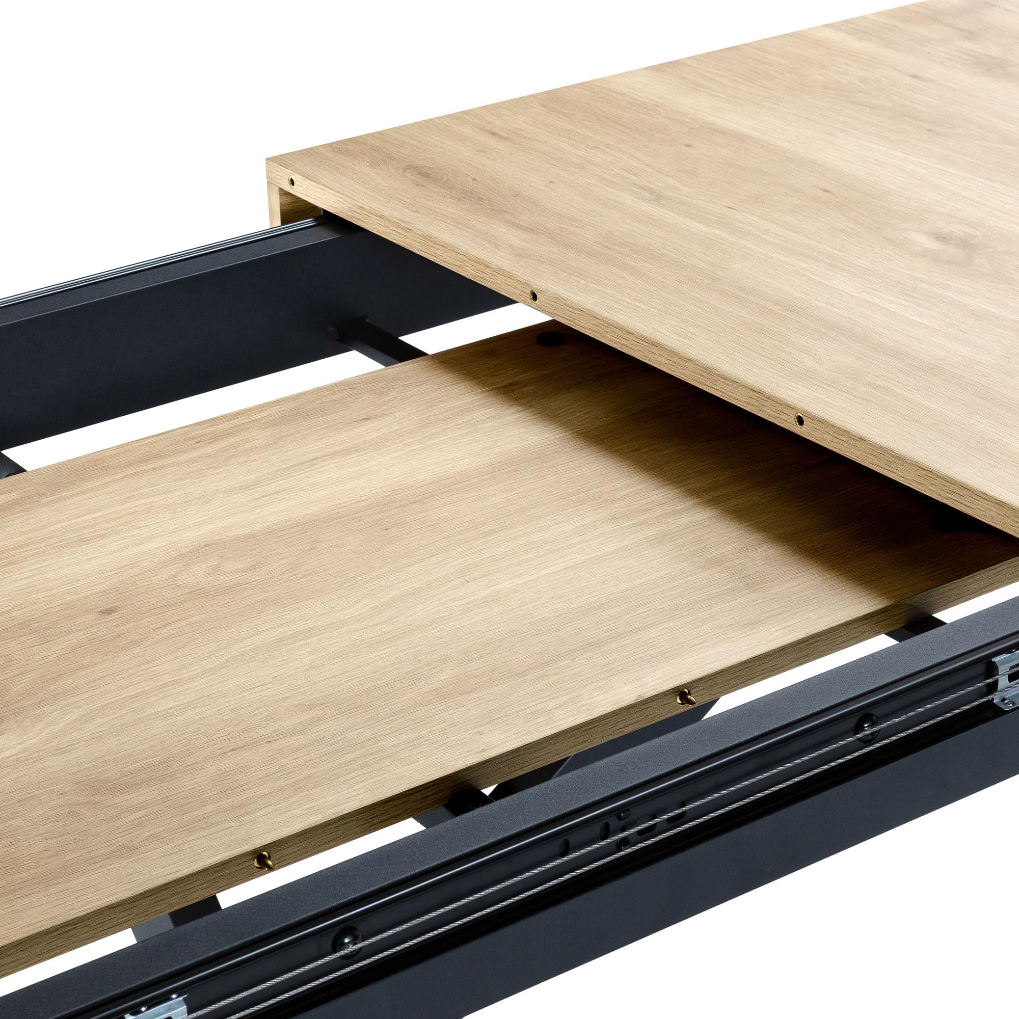 HOMN LIVING Mesa de Comedor Extensible Palermo Color Roble, 140-180 cm (Largo) 80 cm (Profundidad) 75 cm (Altura)
