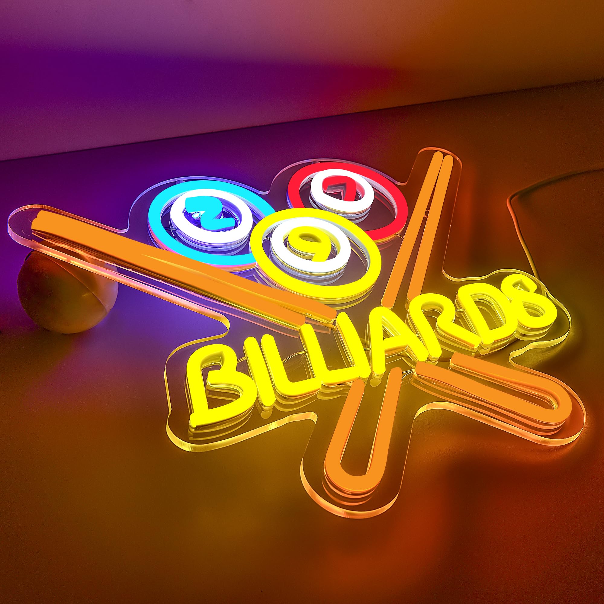 SHENEON Billiards Neon Sign for Wall Decor Bright Led Neon Light for Business Sign Billiards Led Lights for Billiards Lover Present Gym Bar Snooker Club Billiards Room Man Cave Size 13.8*11.4in(XD351) - Image 2