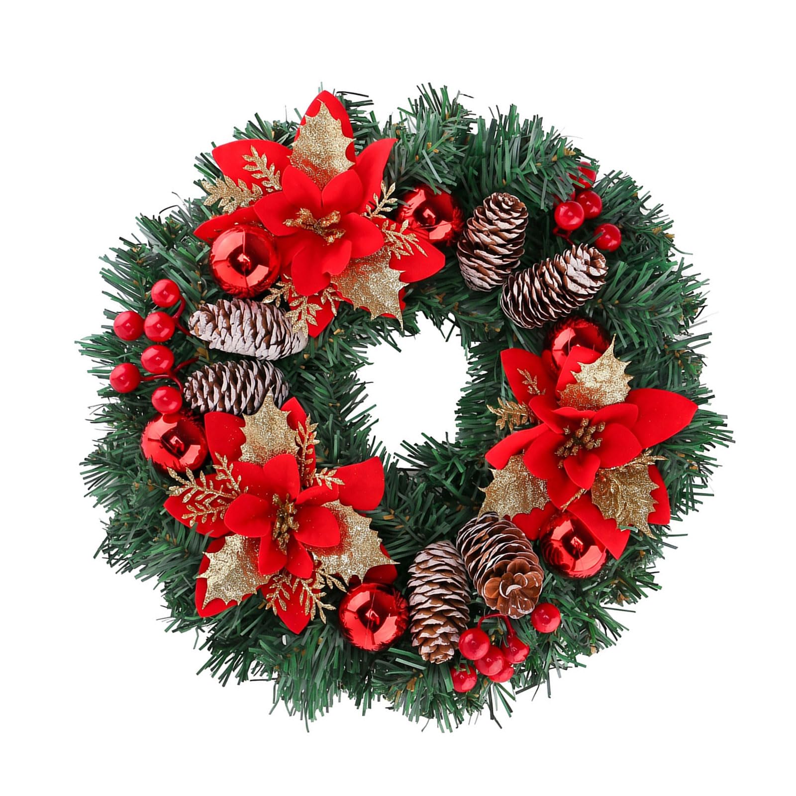 Poinsettia Pinecone Wreath Wall Hangings Holiday Decor for Christmas and Festive Season Decoration Wall Hangings Holiday Decor