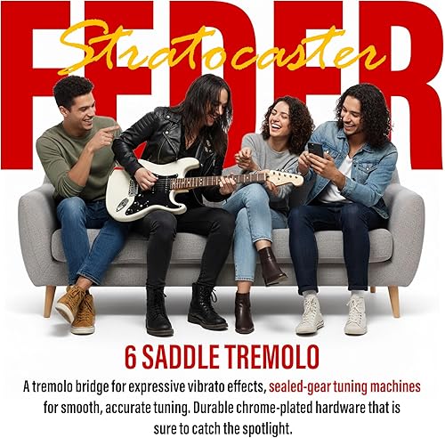 Vista 44 de Fender Squier Sonic Stratocaster HSS - Guitarra eléctrica, diapasón de laurel, golpeador blanco, verde surf Verde (Surf Green)