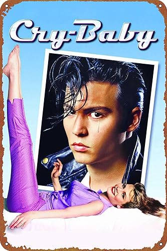 Cartel de película Cry-Baby con letrero de metal creativo para decoración de pared retro para puerta del hogar, jardín, bares, restaurantes,