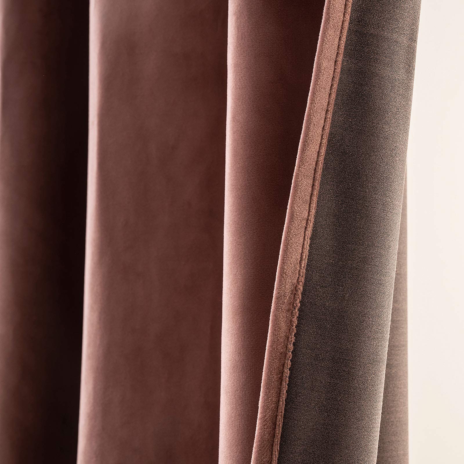 MIULEE Cortinas Terciopelo Rosa Viejo Salon Modernas 2 Piezas, Elegante Cortinas de Terciopelo Suave Semiopacas con Ojales, Cortina Termicas Aislantes Frio Anti Luz Invierno Ventana Cortina Dormitorio