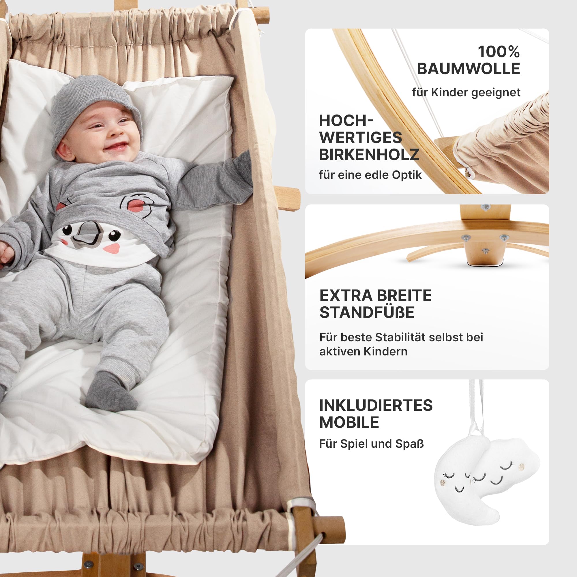CHILDOO Baby Hammock [QuickFix Buckle] Spring Crib with Frame for Nursery Dining Living Room