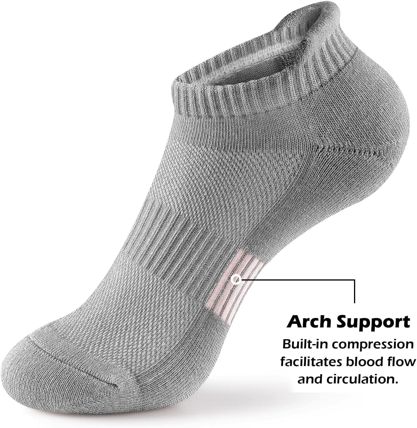 Men's No Show Socks 5 Pairs Cushioned Low Cut Socks