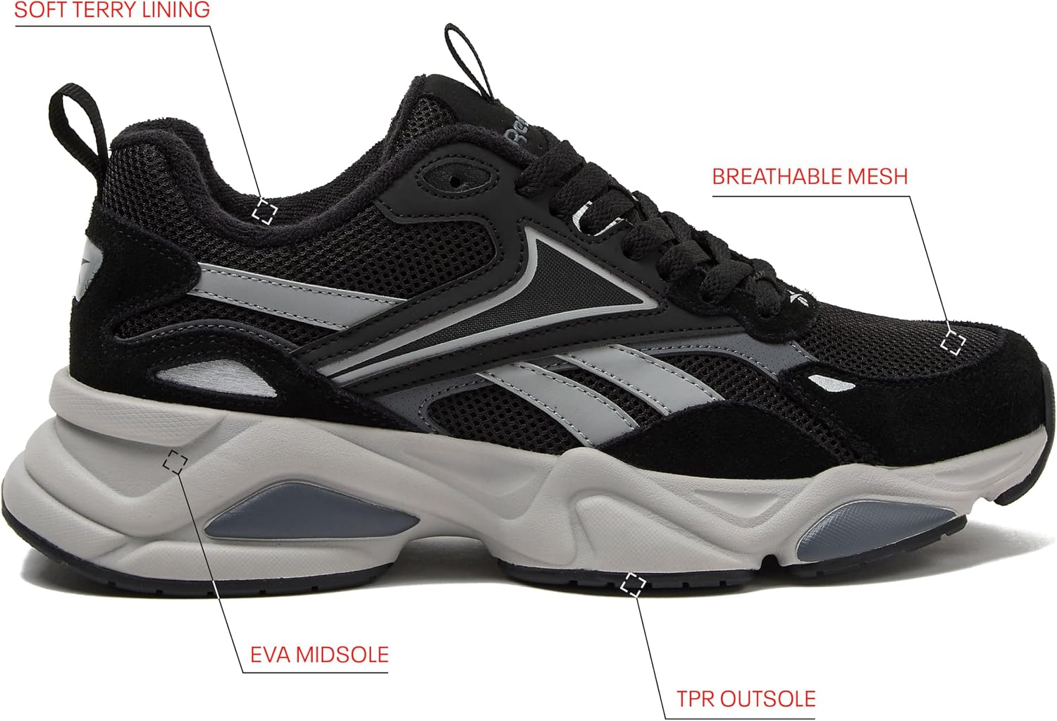 Reebok Power Fury Athletic Sneakers for Men, Casual Tennis Mens Shoes