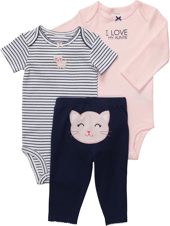 Carter's Baby Girls' 3 Pc Turn Me Around Set Pink/Navy