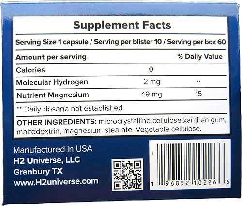 Miniatura 2 de True Nano H2 by H2 Universe - Hidrógeno molecular con nanoburbujas de hidrógeno activo, aumenta la energía, potente antioxidante, 60 cápsulas