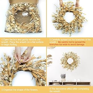 Artgar Fall Wreath, Fall Wreaths for Front Door, 24 in Fall Decor Floral Wreath, Door Wreaths for Front Door Outside All Season for Thanksgiving Home Indoor Outdoor Wall Decor (Wheat)