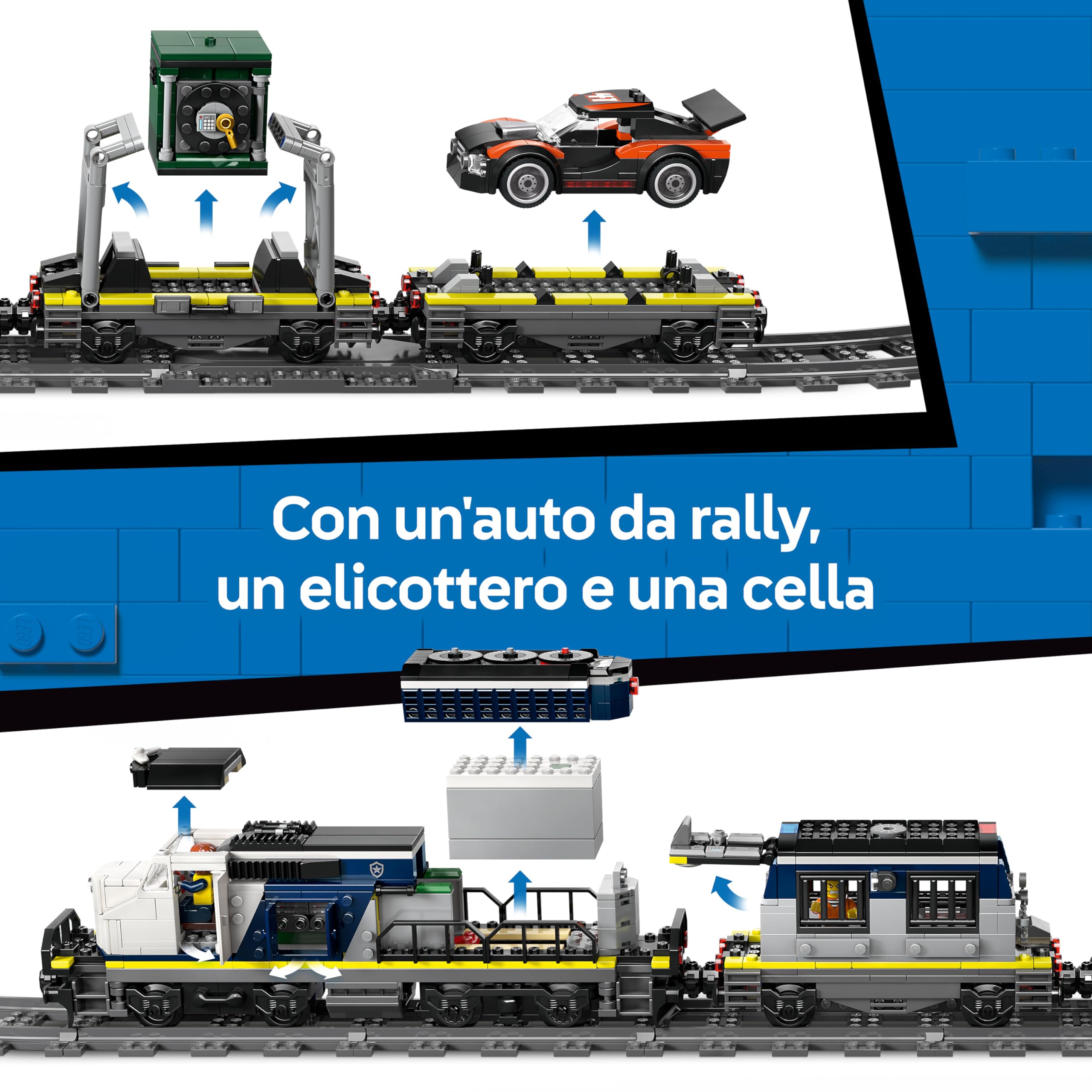 LEGO City Rapina al Treno della Polizia Giocattolo - Modellino di Treno Telecomandato con Binario Circolare, Elicottero, Auto da Rally e 6 Minifigure - Regalo STEM per Bambini da 7 Anni in su - 60508