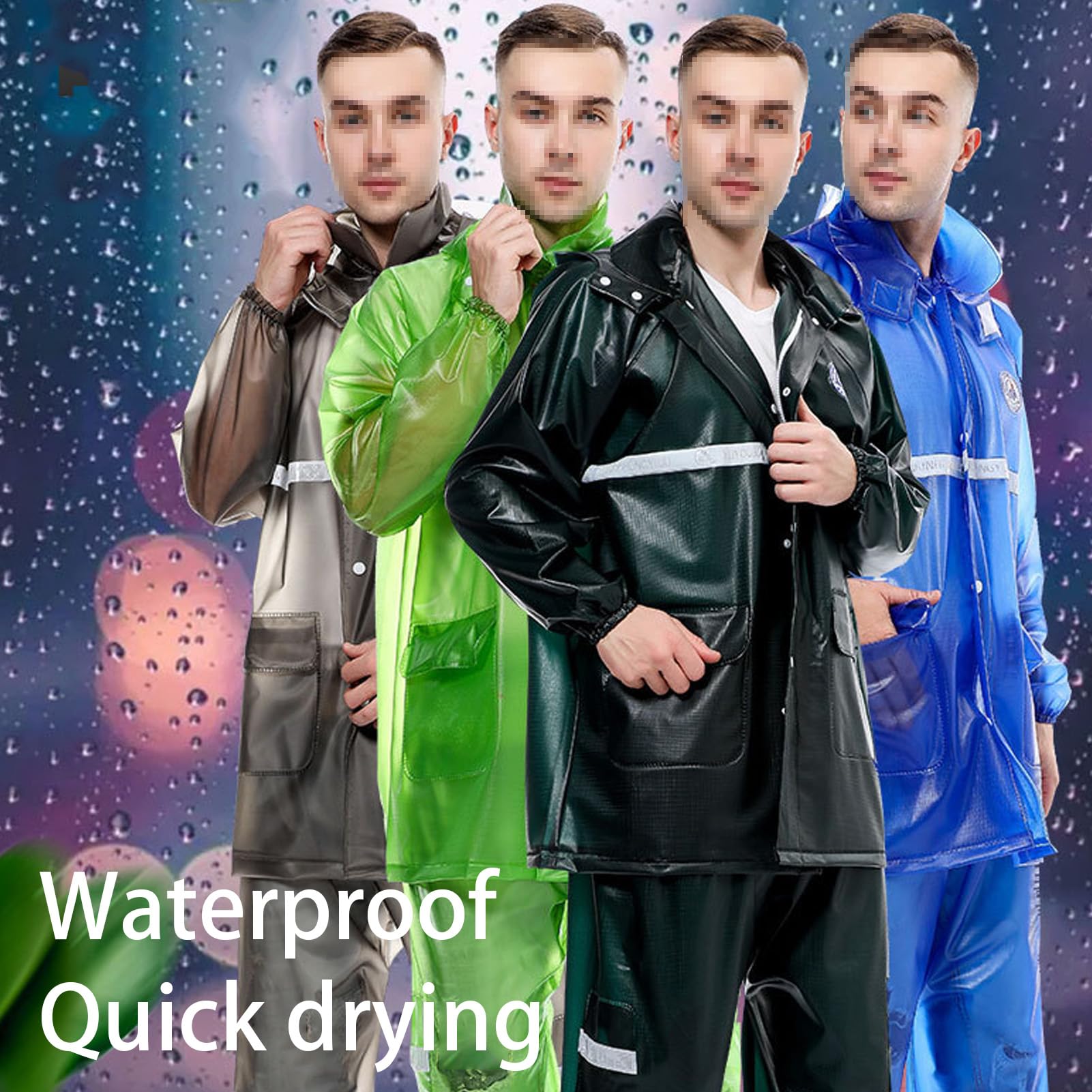 Sicherheit Regenanzüge Wasserdichter Atmungsaktiver Regenmantel Highlight Reflektierender Regenmantel Regenhosen-Set Für Outdoor, Männer Frauen