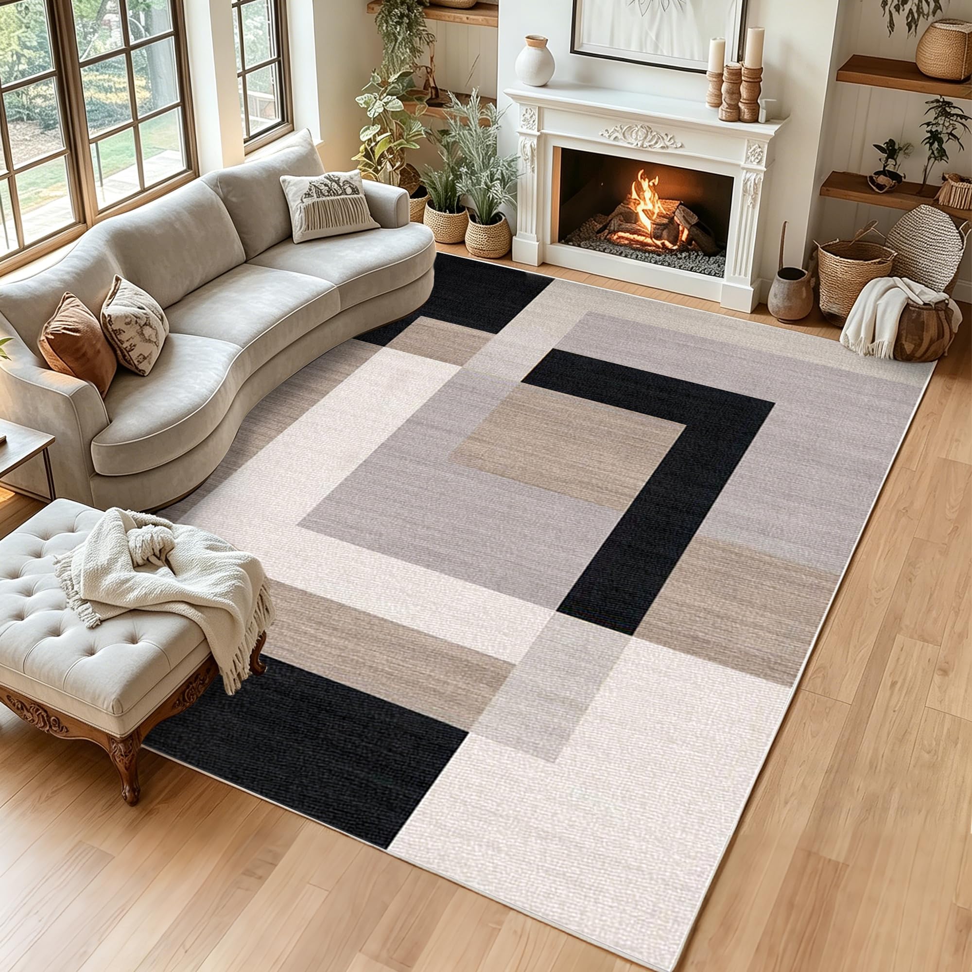 Tapis de sol lavable et antidérapant 100x120 cm géométrique moderne