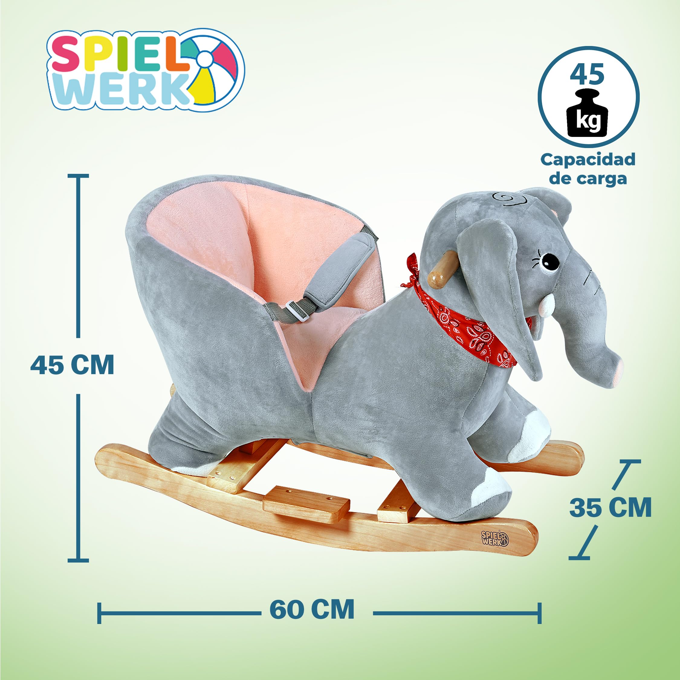 Spielwerk® Elefante Balancín Mecedora Bebe Animales de Juguete Peluches Felpa Suave Sonido Regalos Originales Bebes 1 Año Columpio Infantil