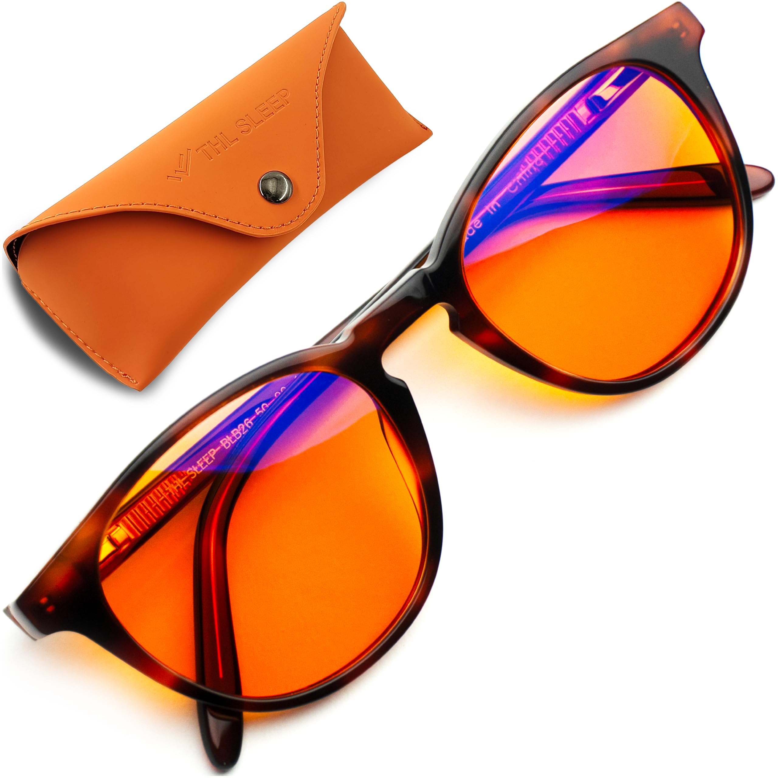 Orange Blue Light Blocking Glasses for Better Sleep - 99.5% Premium Acetate Migraine Glasses for Women & Men