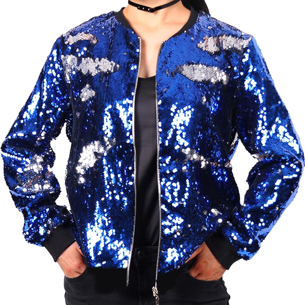 Amazon.com: Uillui Women's Sequin Jackets Long Sleeve Zipper
