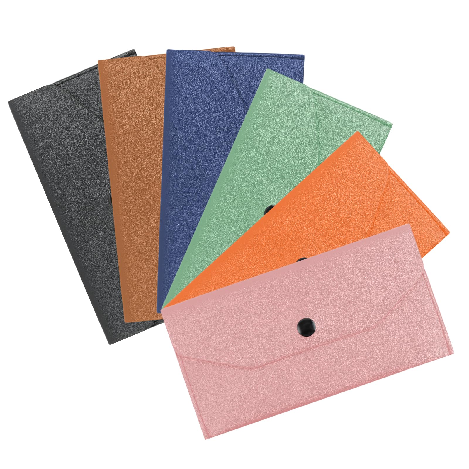 Portefeuille Enveloppe Cuir Synthétique 6 Pièces, Pochette Billet Imperméable Réutilisable 18x9,5cm