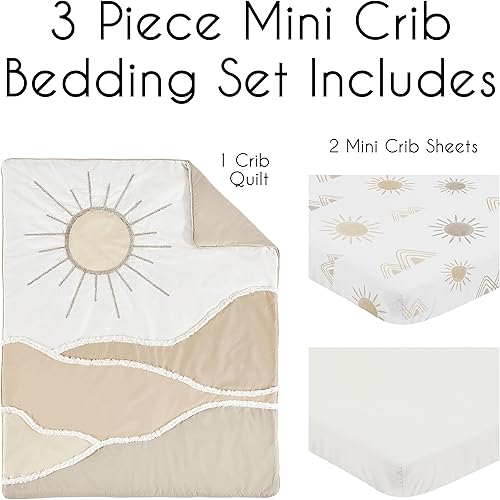 Miniatura 2 de Sweet Jojo Designs Boho Desert Sun Taupe Boy Girl Género Neutral Unisex Bebé Mini Cuna Juego de Ropa de Cama Infantil Cuarto de Bebé Recién Nacido