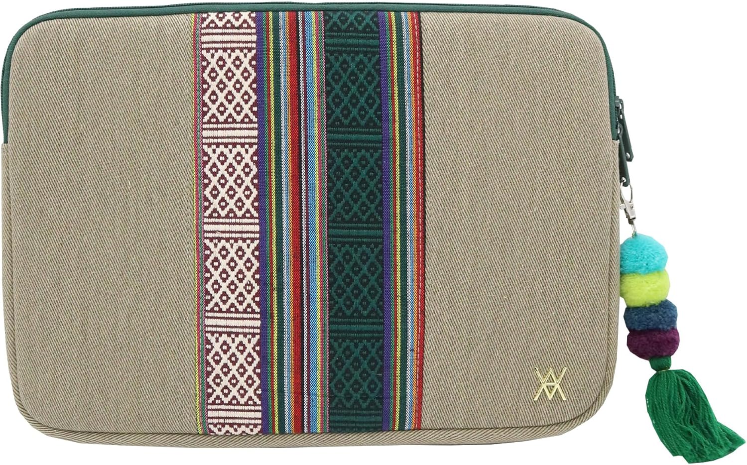 WONDEE Vam Vam 14" Embroidered Ethnic Style Laptop Sleeve Case with Key Ring Briefcase/Laptop Sleeve up to 14" Compatible with MacBook Air Padded and Reinforced