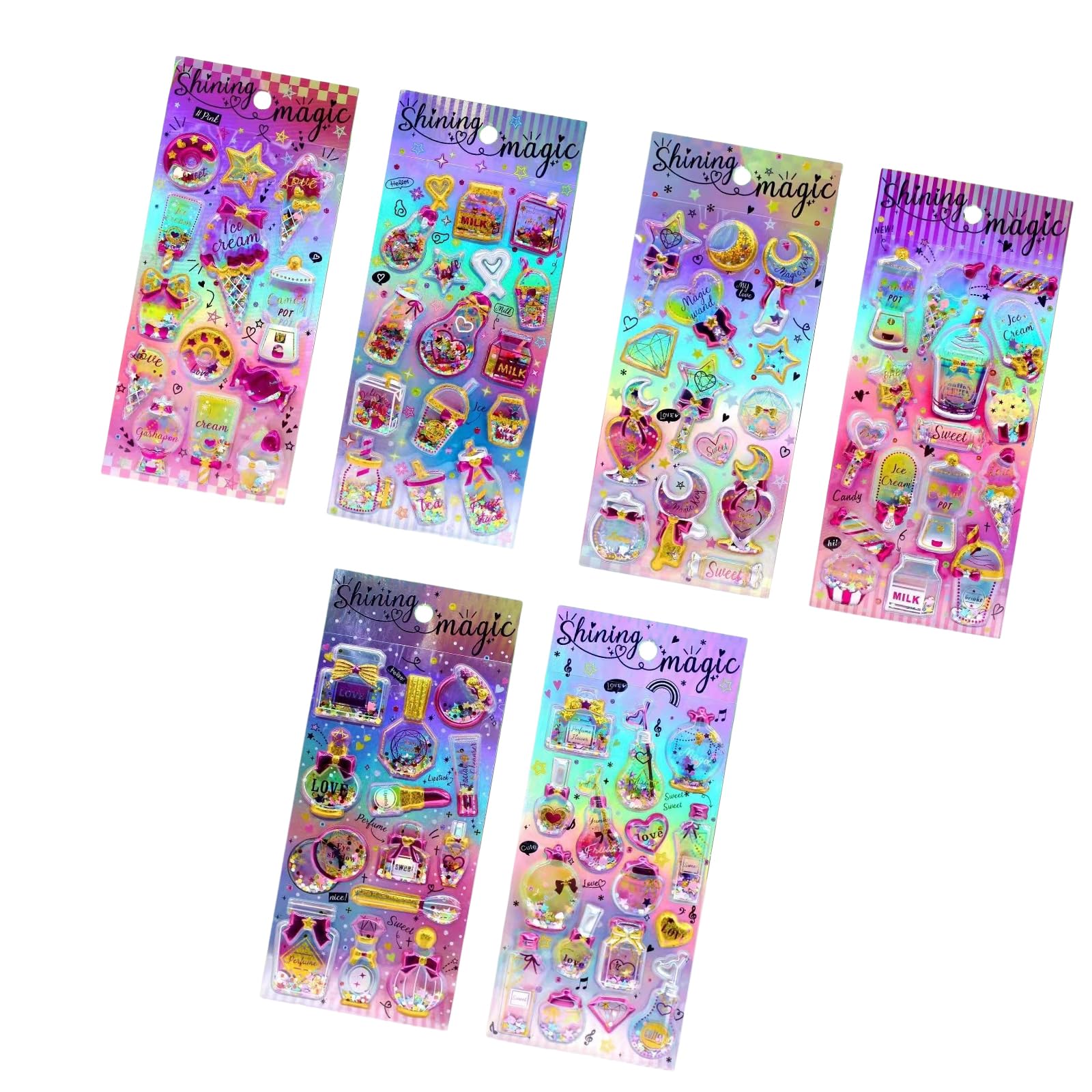 Sparkling Gold Foil PVC Sticker Quick Sand Embossed Sticker for Journal Notebook Scrapbooking Phone Case Laptop Luggage