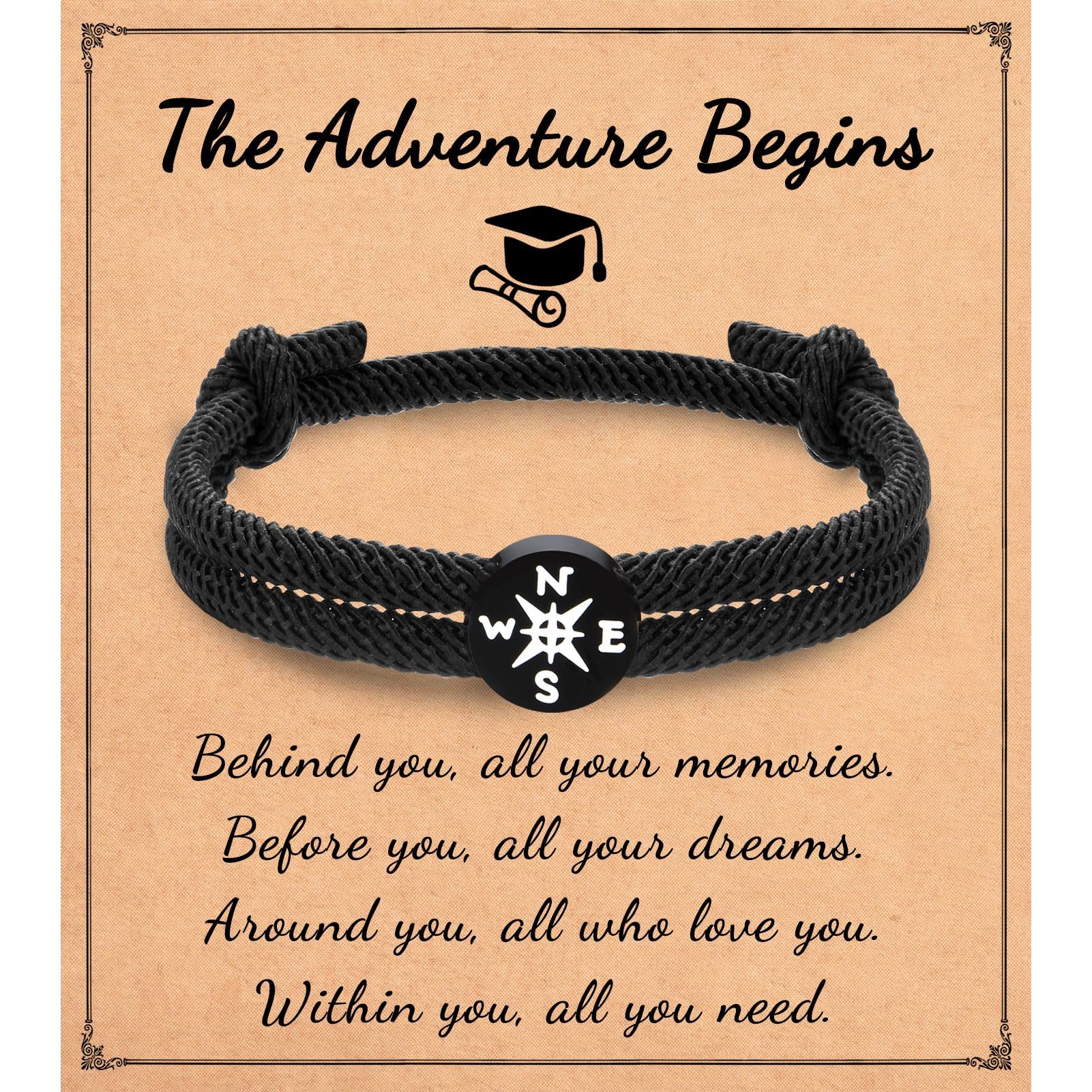 IKIATY2024 Graduation Gifts for Him Men Boys, High School 5th 8th Grade Kindergarten Preschool College Masters Degree Graduation Gifts Compass Bracelet for Grandson Son Nephew Friends