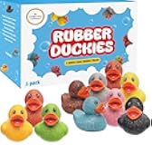The Dreidel Company Glitter Rubber Duck Toy Assortment Duckies for Kids, Bath Birthday Gifts Baby Showers Summer Beach and Pool Activity, 2