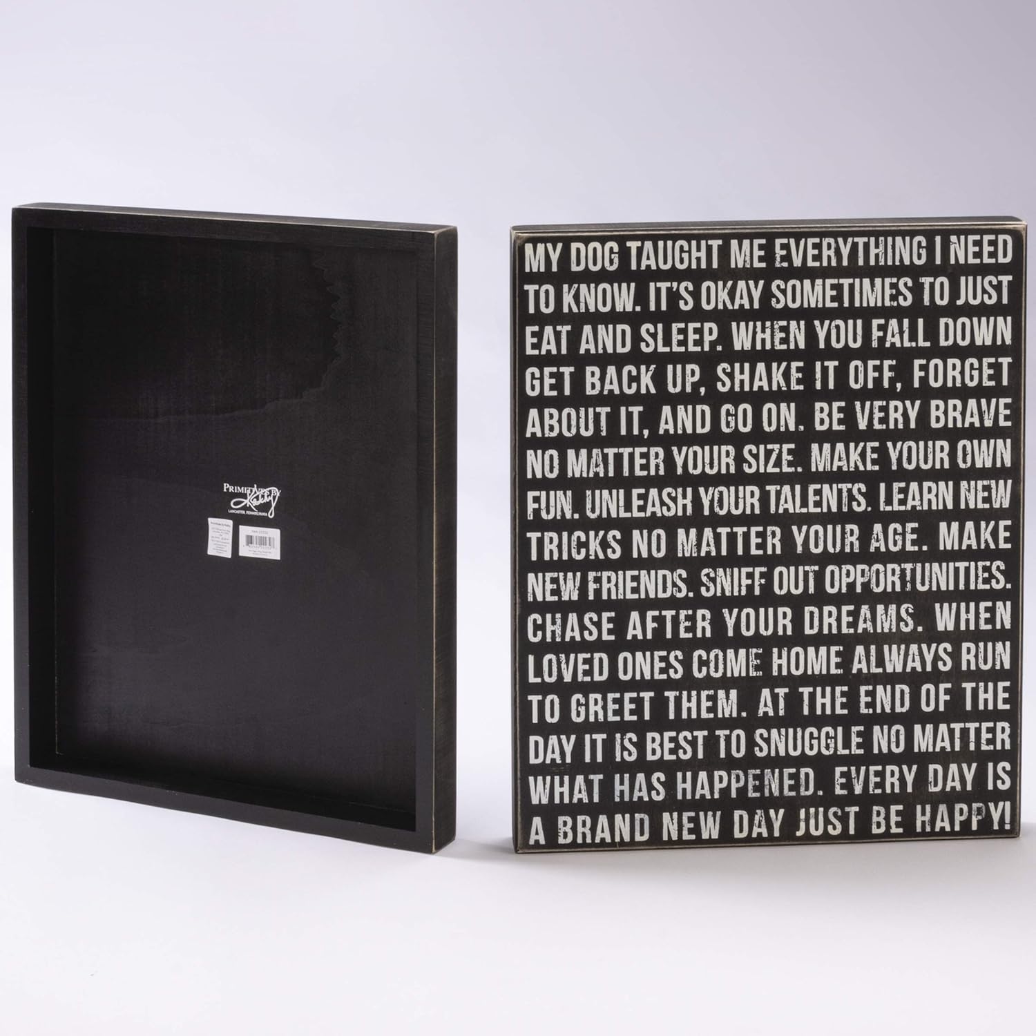 Primitives by Kathy 22232 Classic Box Sign, 16" x 20", Dog Taught Me