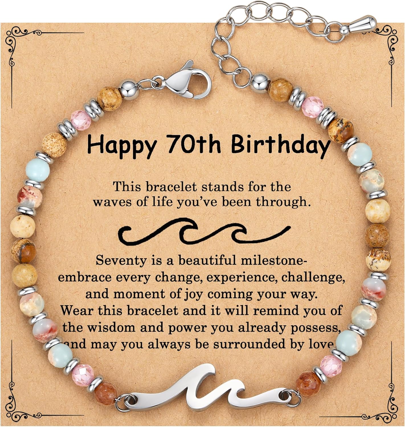 AryaHozel Wave Bracelets for Women, Valentine's Day Gifts for Her, Jewelry Gift for Best Friend, Sister, Mom, Daughter | 21st 30th 40th 50th 60th 70th Birthday Gifts for Women