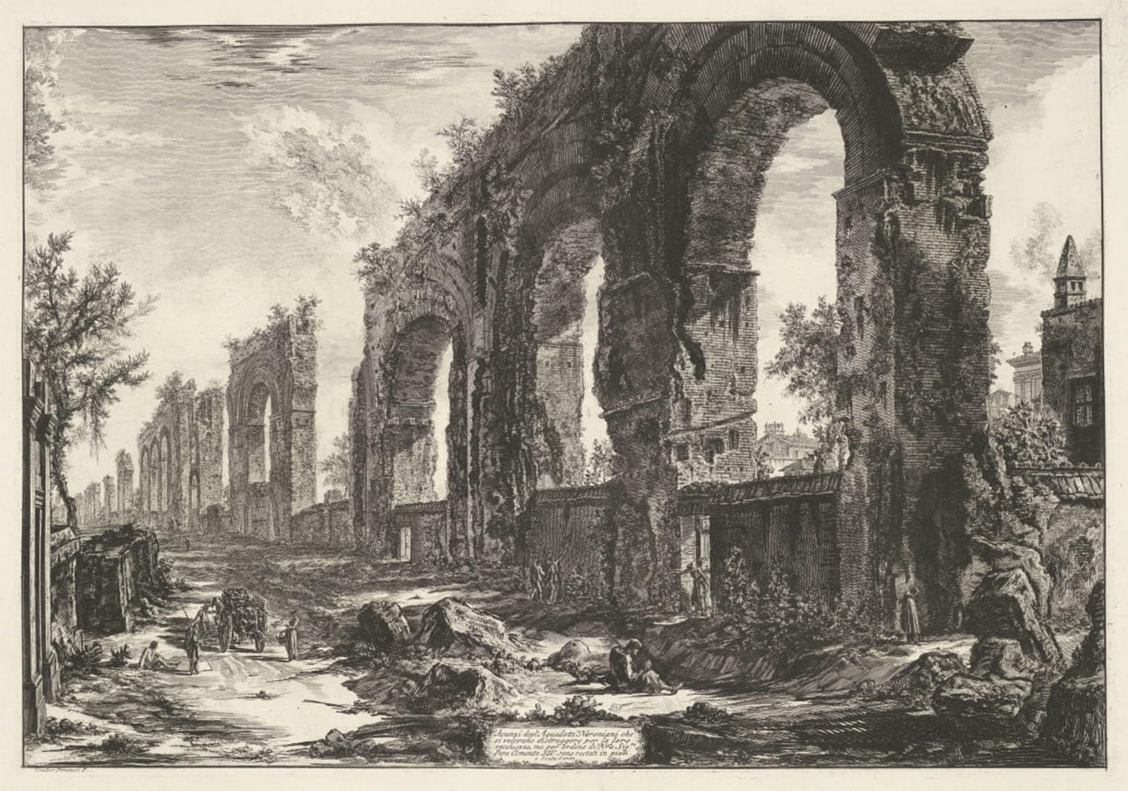 SERENDIPITP Vintage Picture Print on Canvas Wall Art Poster Leftovers of the Neronian Aqueducts That Were to Be Destroyed Because of Their Oldness by Battista Piranesi for Wall Decor 60x90cm