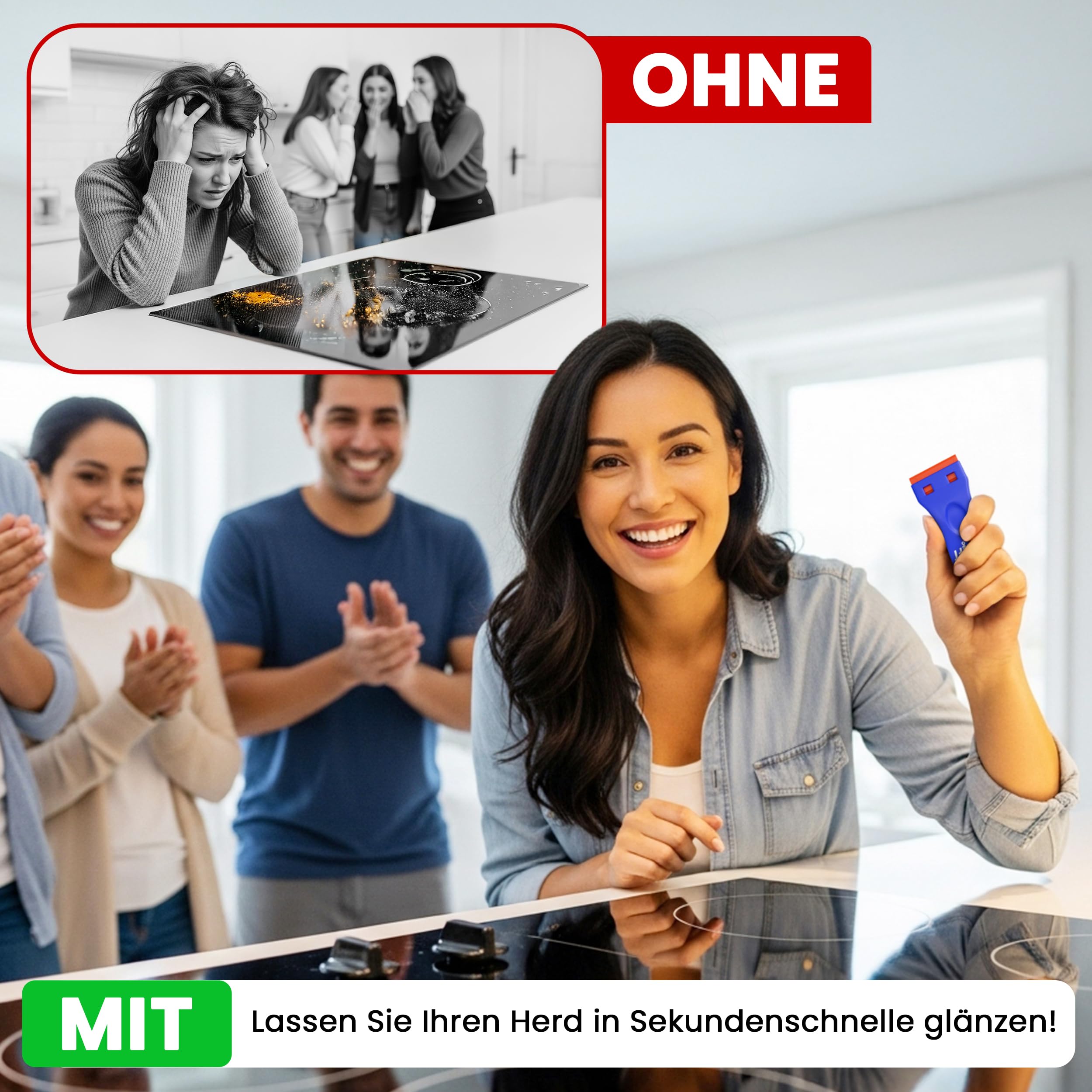 FACELIFT® Premium Schaber Set – Kunststoffschaber mit 100 Klingen – kratzfrei Aufkleber- & Klebereste-Entferner – robust, handlich & vielseitig