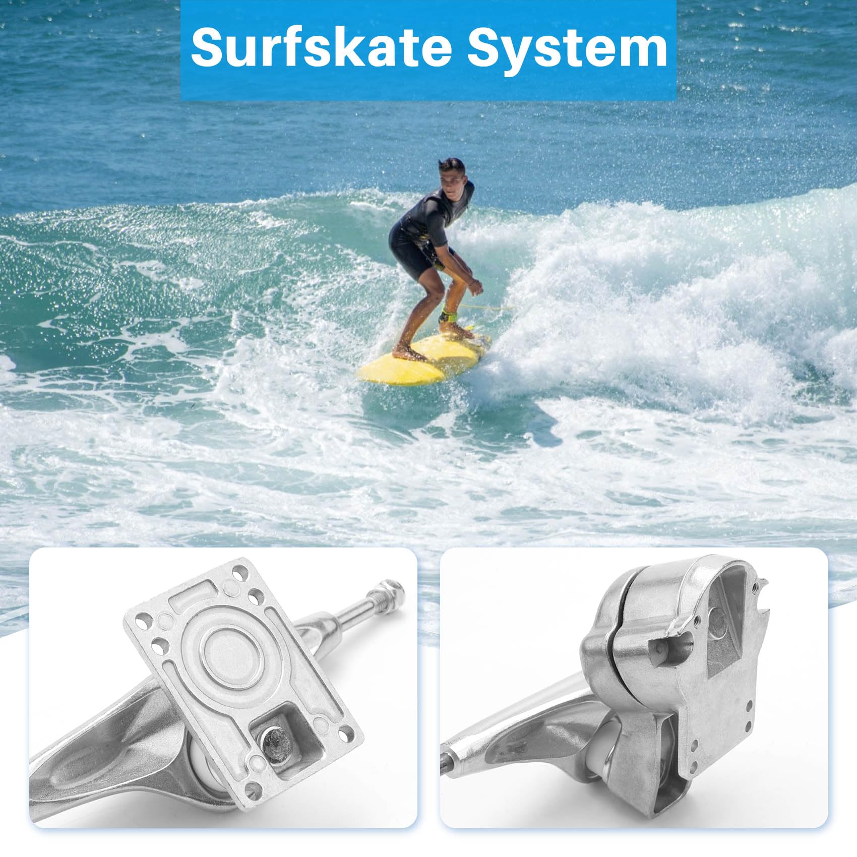 Land Surf Skateboard Eje para S6 Rojo BruCke Surfskate Skateboard Adapter,Plata Junta Set