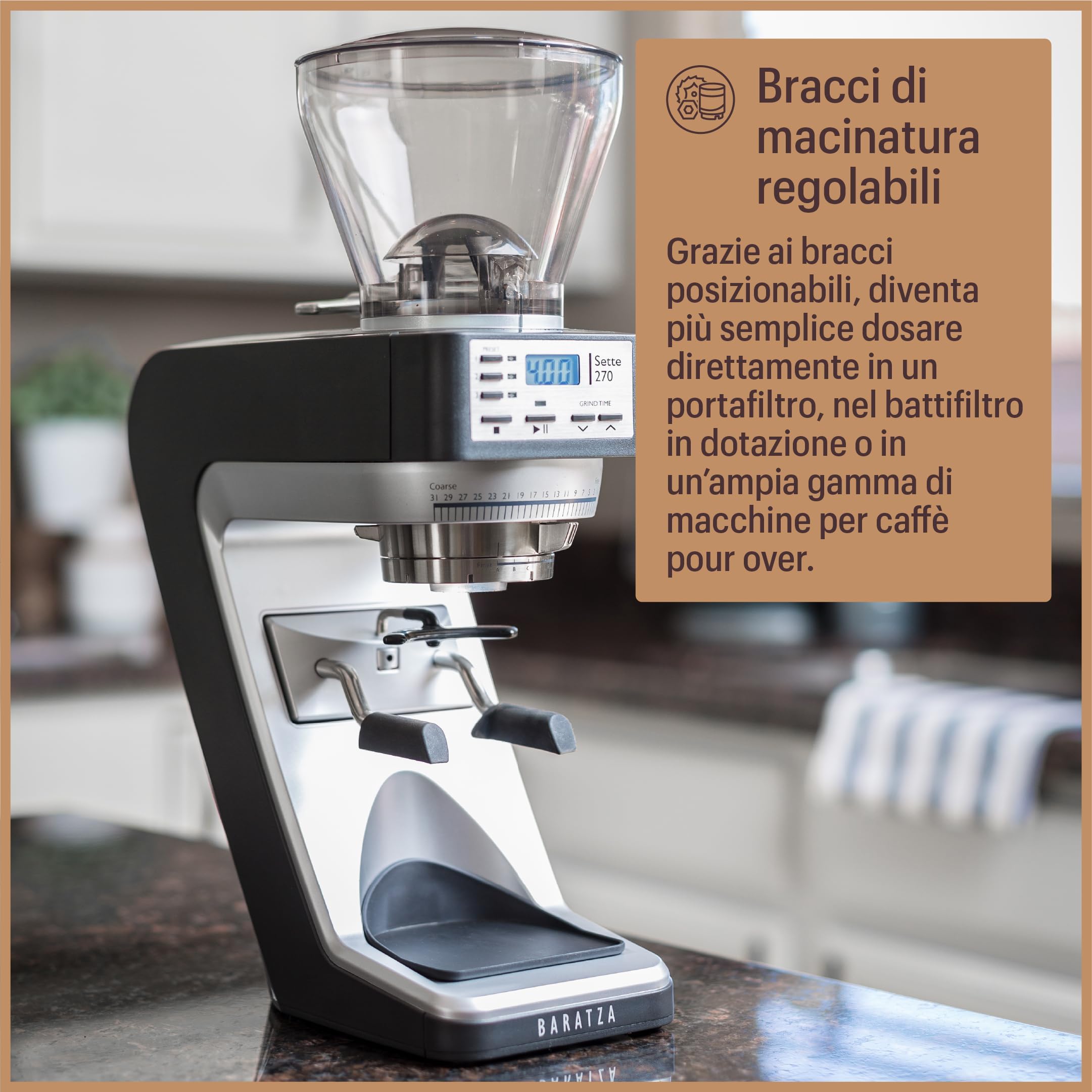 Baratza - Macinacaffè Sette 270 230V - Elettrodomestici per la Casa, Macina Caffè Elettrico per Caffè in Grani, Nero