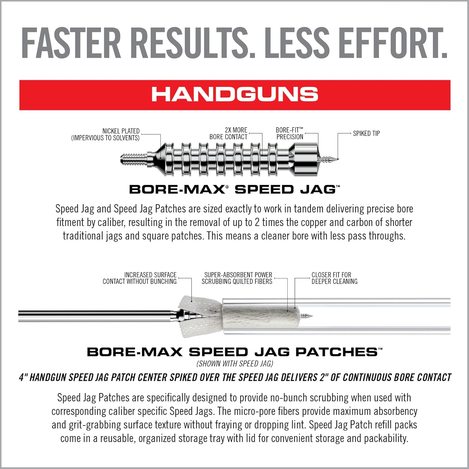 Real Avid Bore Max Speed Jags and Patches Multi Cal Pack – 10 Jags and 500 Patches for Faster Bore Cleaning with Deeper Surface Contact and Long Lasting Nickel Plated Fit for Handgun & Rifle Calibers