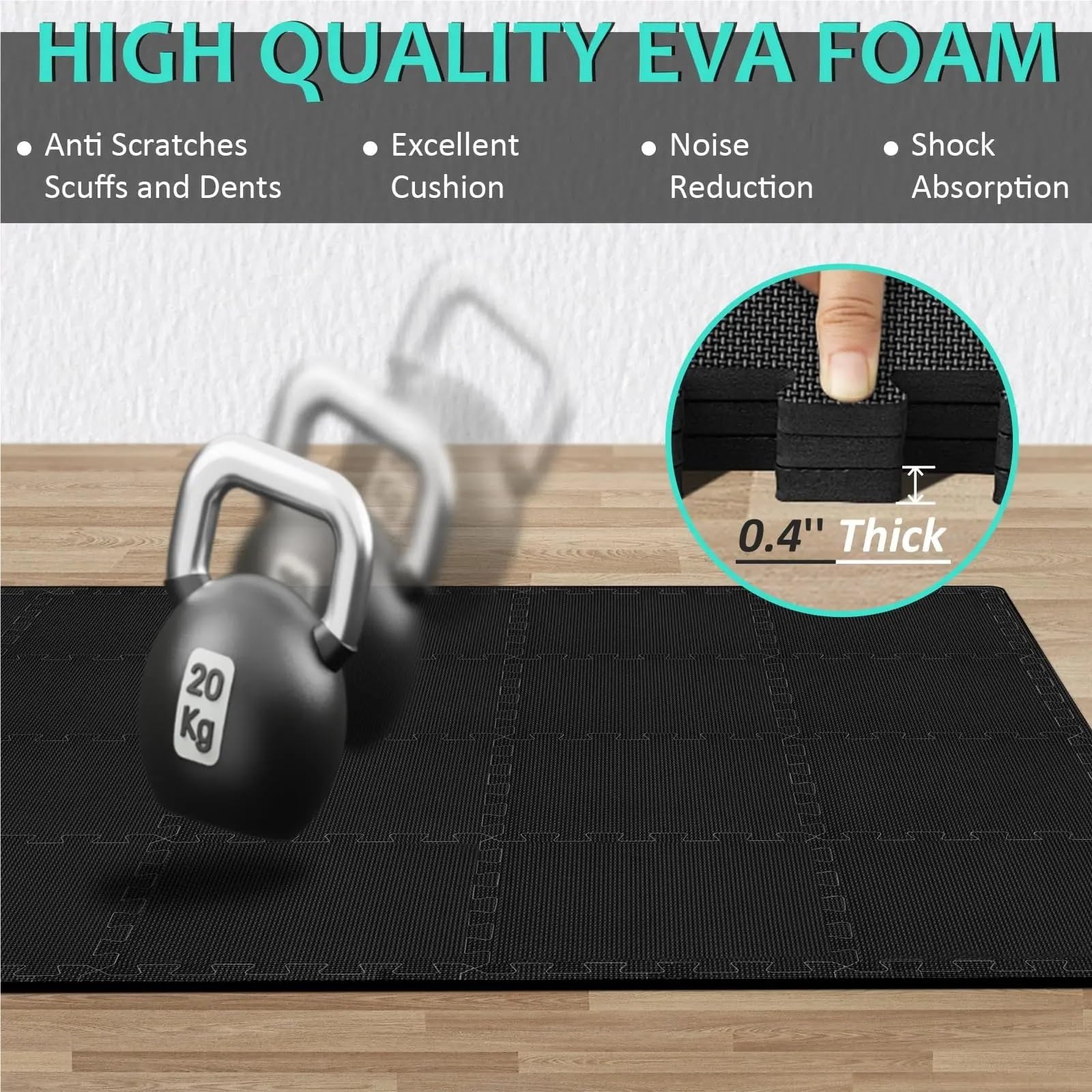 Esterilla Fitness Puzzle Juego de 6/18 baldosas de Espuma EVA entrelazadas for Gimnasio en casa, Juegos, Entrenamiento y Ejercicio.(Grey-30x30cm,18PCS)