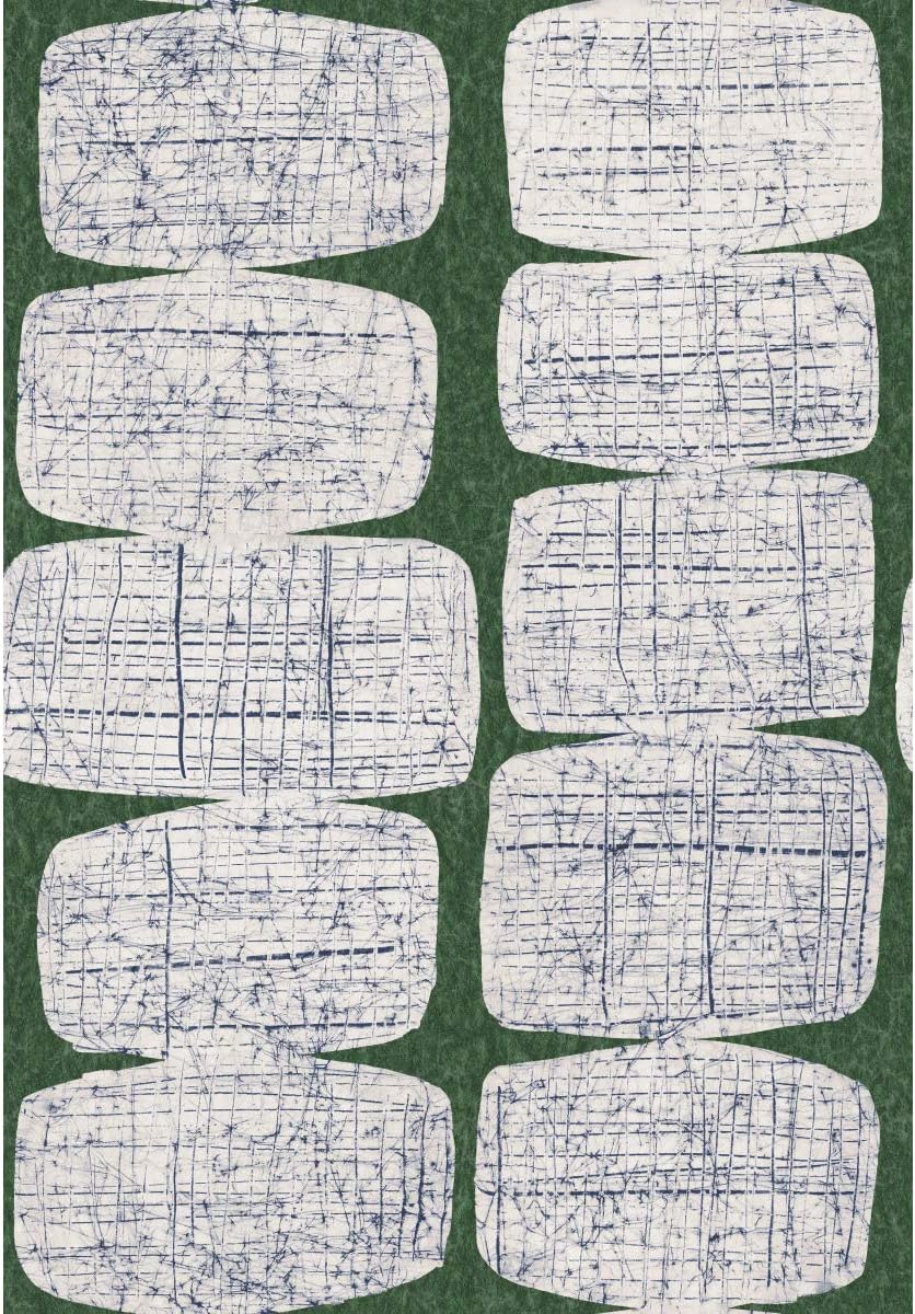 RoomMates RMK11619RL Mid-Century Beads Green and White Peel and Stick Wallpaper