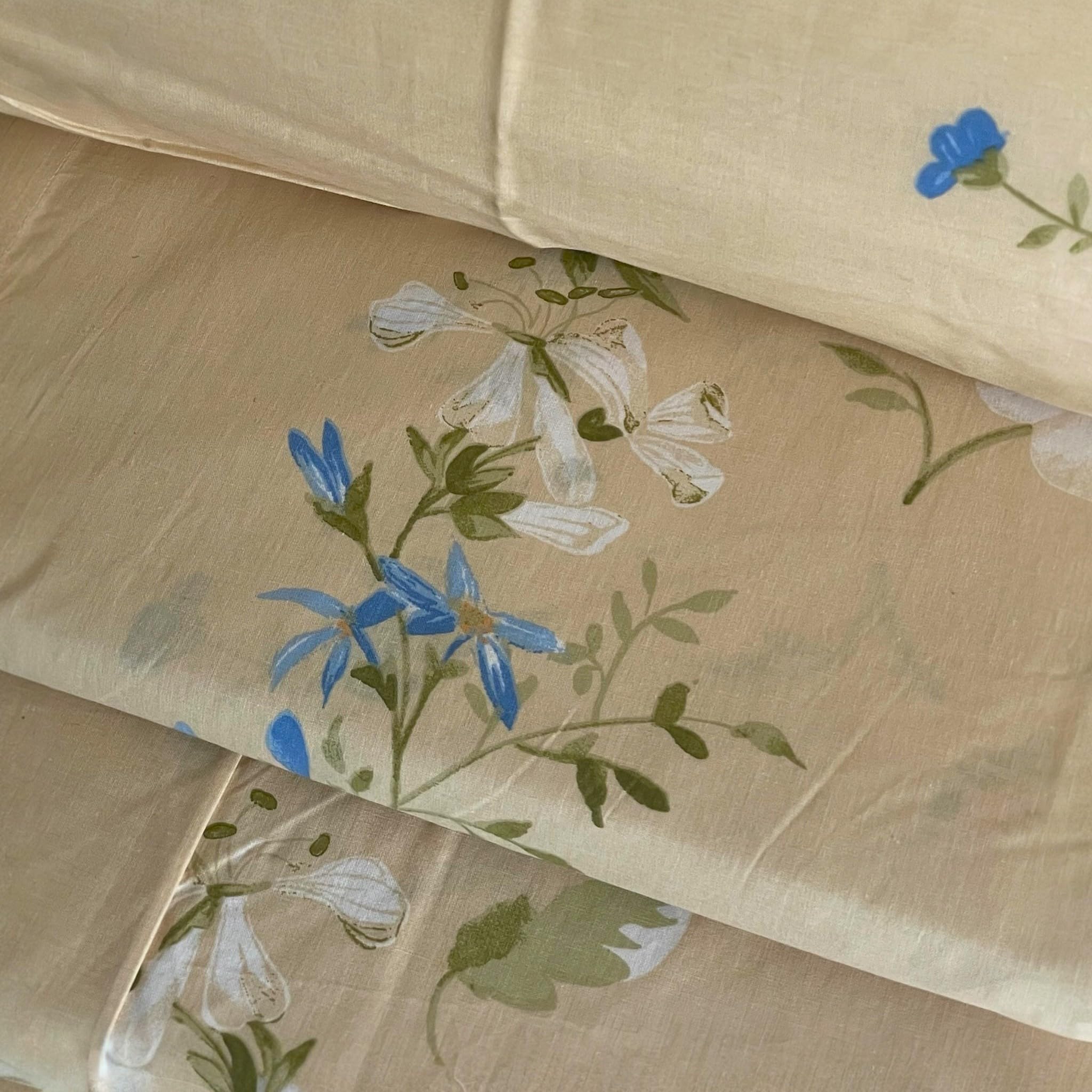 Caleffi Completo Lenzuola Matrimoniale Floral 2 in 100% Cotone Avorio – Lenzuolo 240x280 cm con Angoli 180x200 cm + 2 Federe 50x80 cm