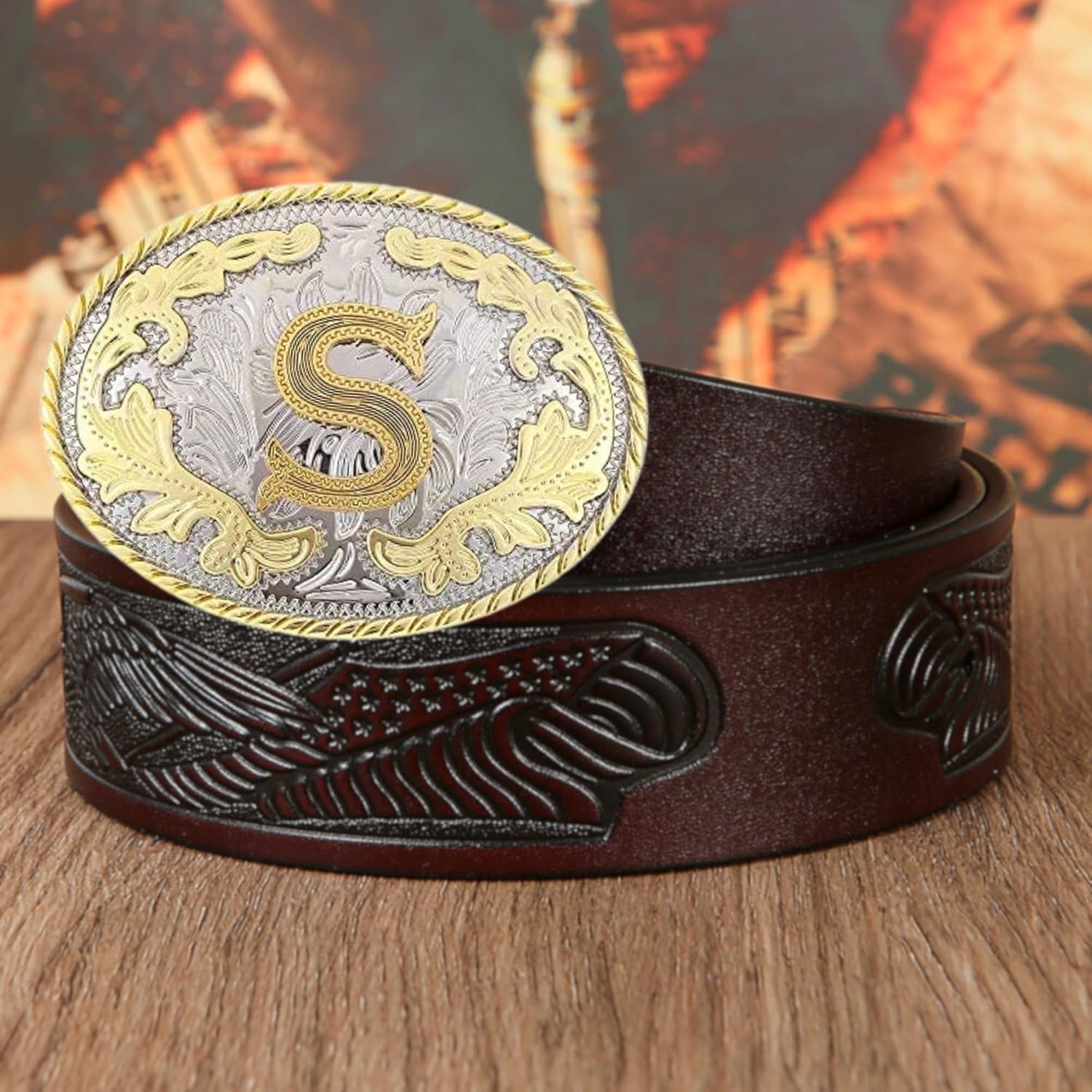 WMG Western Belt Buckle Initial Letters ABCDMRJ to Z Cowboy Belt Buckle, Rodeo Buckles for Men & Women - Image 4