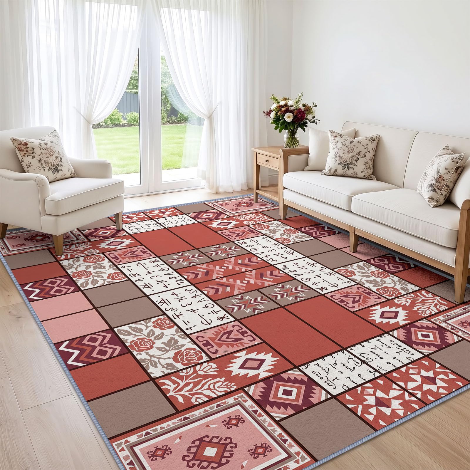 Générique Tapis Lavable Rose Patchwork,120x170 cm