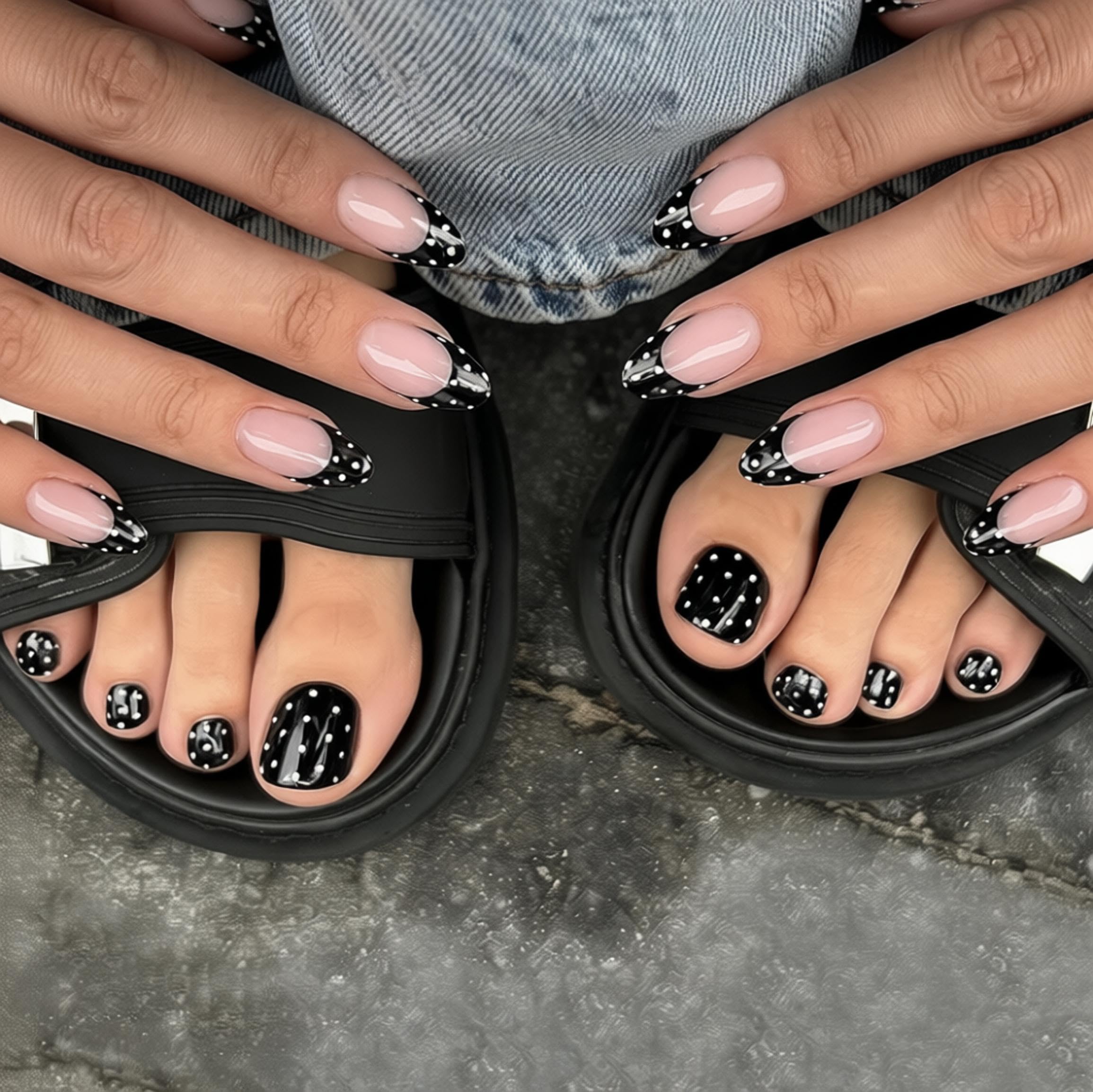 Amazon.com: MERVF Press on Nails and Toenails Matching Set Black