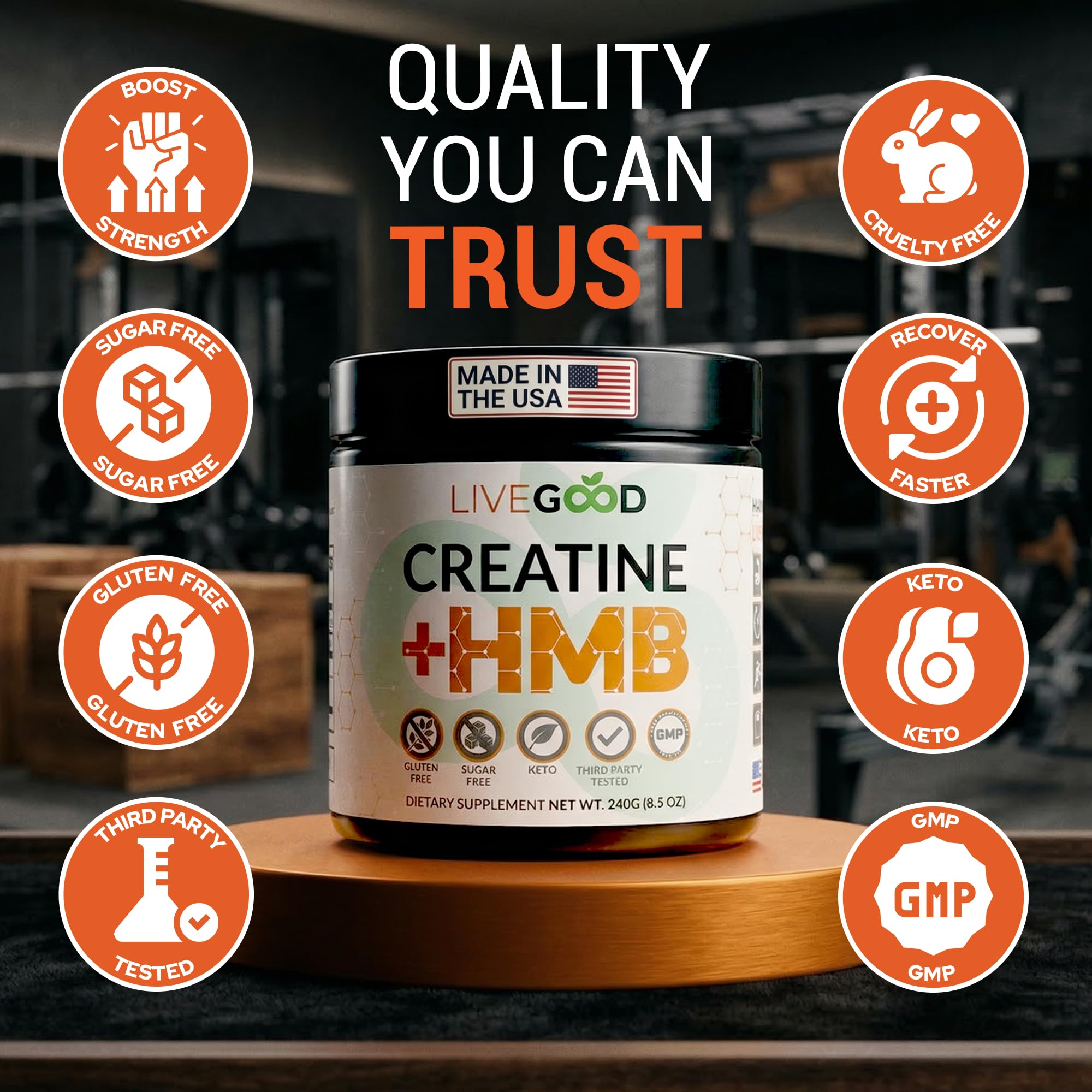 LiveGood Creatine Monohydrate Powder with HMB, Unflavored, 30 Servings — Amazon image 8