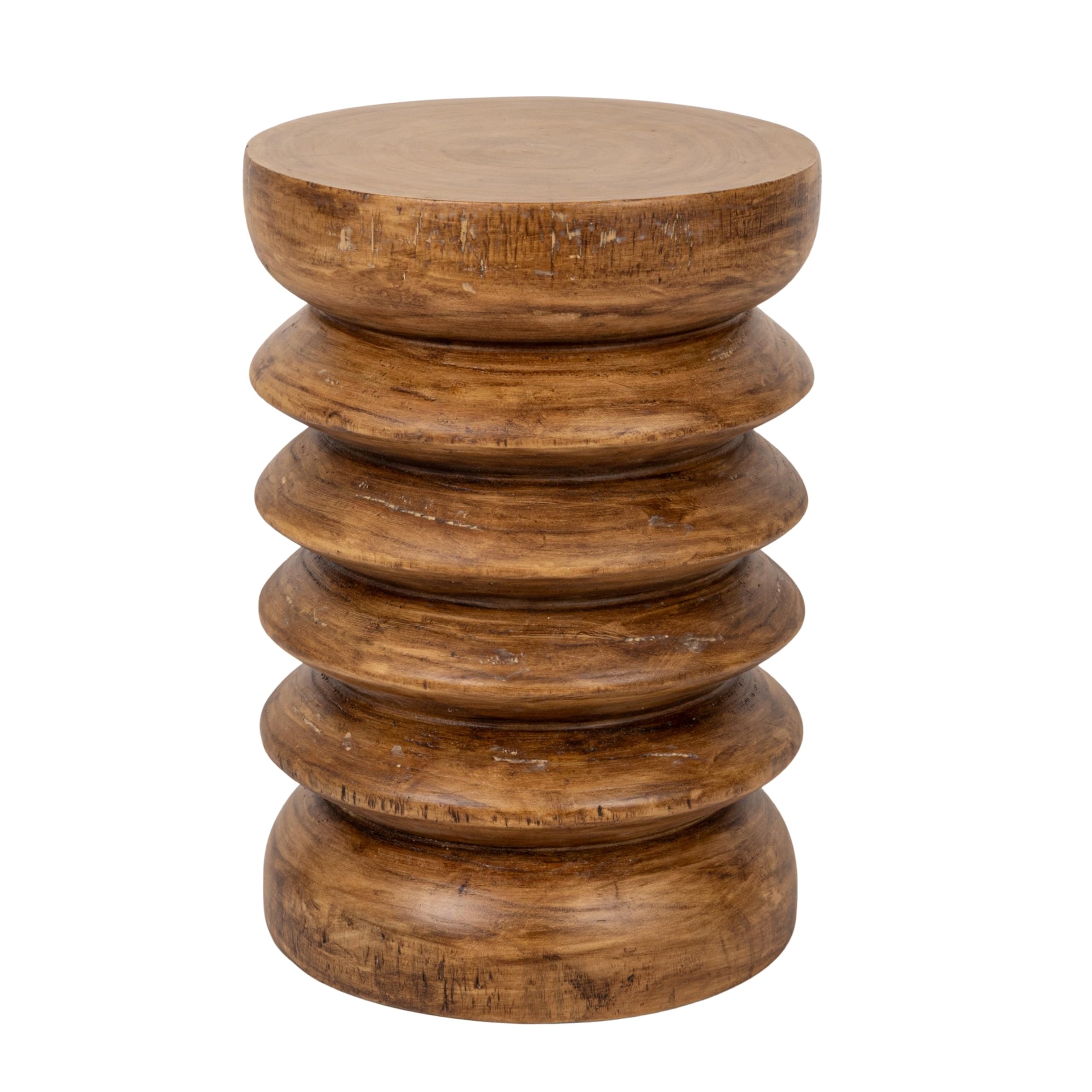 Creative Co-Op Paulownia Wood Accordion End Table, Honey Walnut