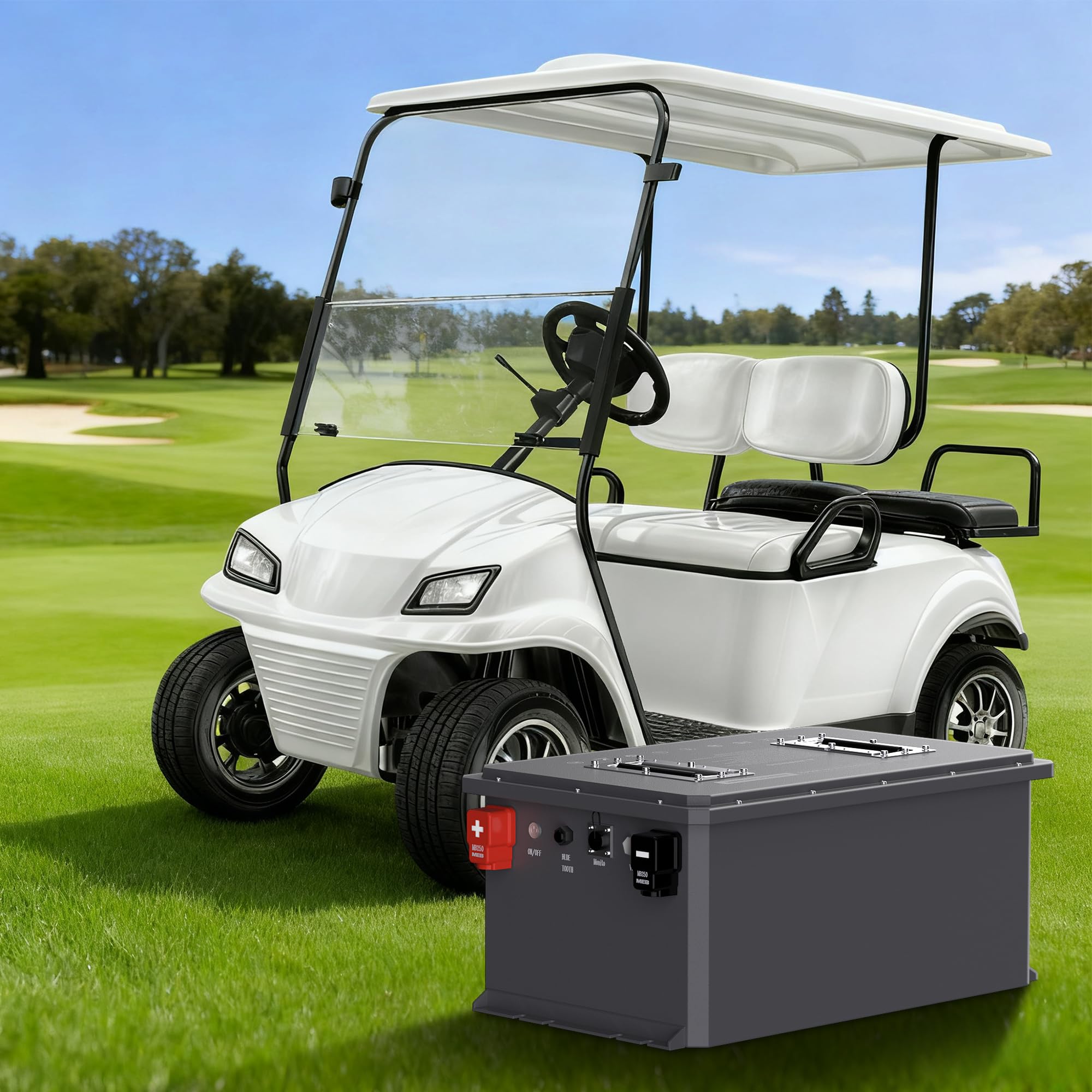 48V 105Ah Lithium Golf Cart Battery 6000 Cycles LiFePO4 Battery with 20A Charger 5 37kWh Capacity Built-in 250A