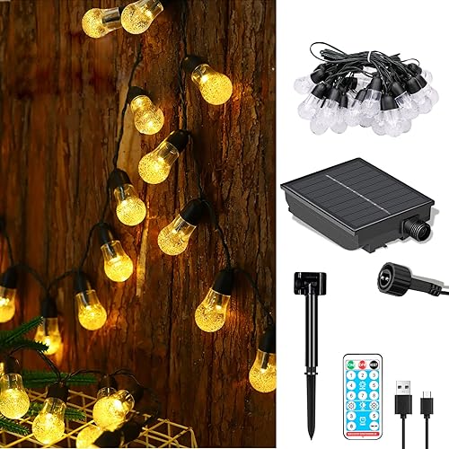 Guirnalda de luces con control remoto, 8 modos de iluminación y 4 niveles de función de temporizador de brillo, batería recargable, carga USB para