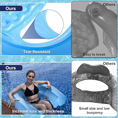 Miniatura 5 de 5 Pack Pool Floats Adult, PuppyuWill Minimalist Design Pool Chair Float, 52" X 38" Mood-Boosting Colors, Drifter, Chair, Hammock 3-in-1 Inflatable