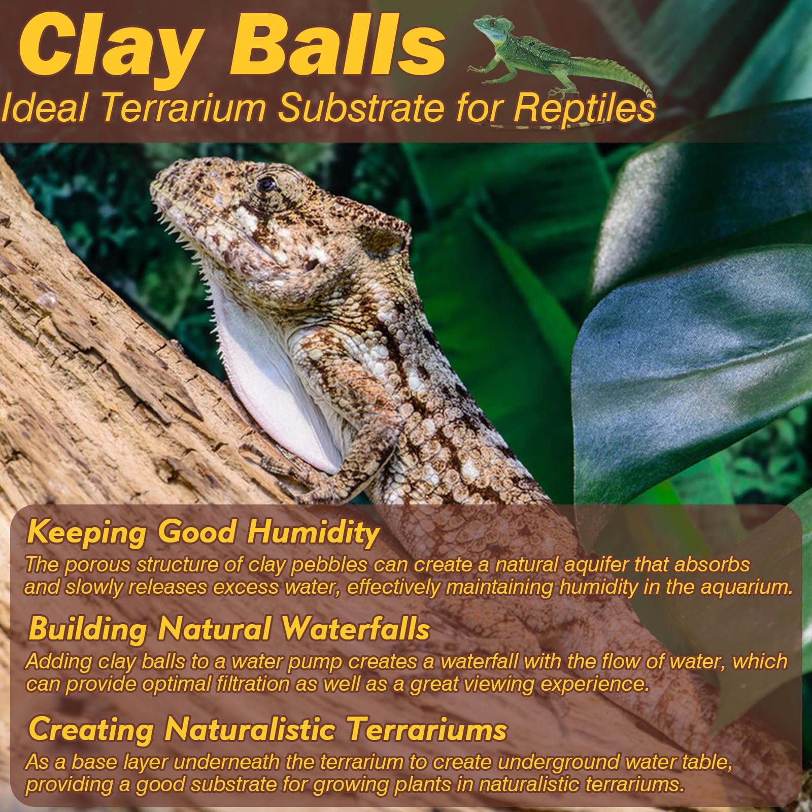 ZeeDix 2 LBS Reptile Substrate Leca Balls - 100% Organic Expanded Clay Pebbles, Ideal Bioactive Terrarium Clay Balls Substrate for Reptile Terrarium Tank, Bearded Dragon, Tortoise, Gecko, Snake & Frog - image 4