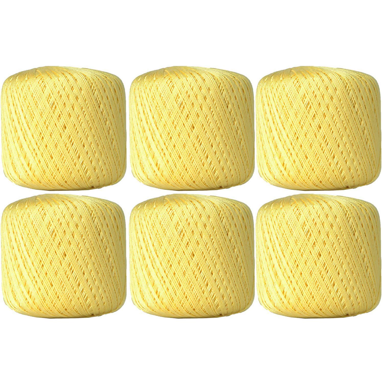 ThreadArt 100% Cotton Crochet Thread Size 10, 6 Ball Pack, Yellow 43
