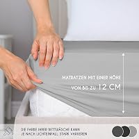 Dreamzie Elasztikus Pamut Lepedő - 80x190/200 cm Szürke Jersey Pamut Gumis Lepedő, Légáteresztő, Tartós, Oeko-Tex Minősített Ágynemű 3