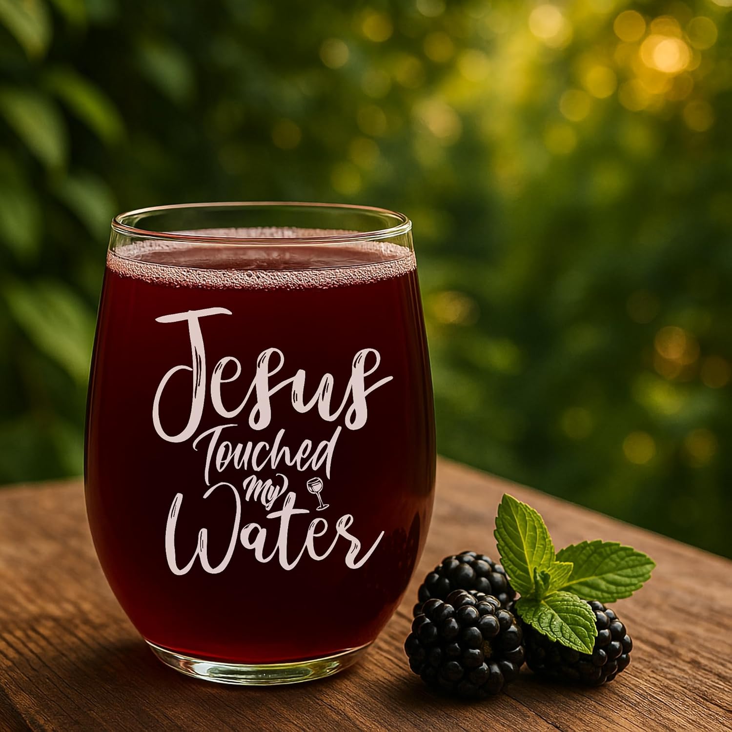 Kropsis Jesus Touched My Water Wine Glass • Christian Humor Gift • Bible Verse Inspired Glass • Faith Lover Gift • Funny Religious Drinkware - Image 6