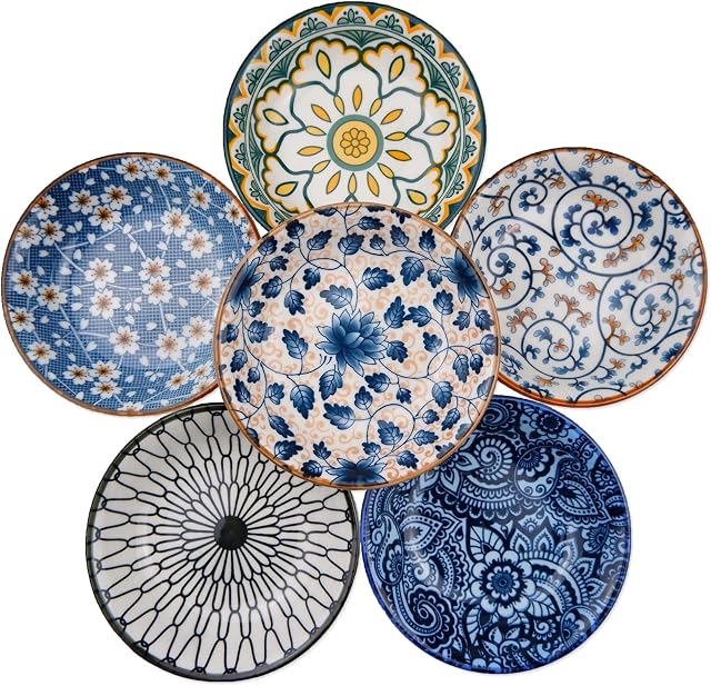 Ceramiczne miseczki do dipów, miseczki na przyprawy, miseczki na przekąski i dipy, zestaw 6 miseczek na przekąski, do sushi, przekąsek i soi, ceramiczne spodki