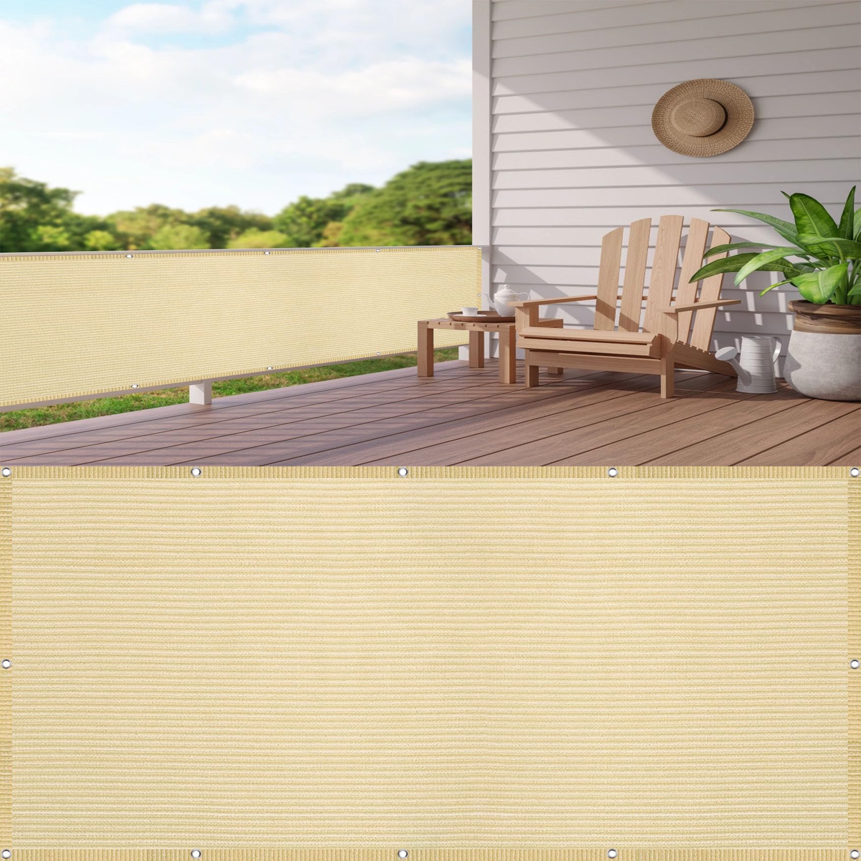Cache vue balcon opaque 85 x 590 cm brise-vue terrasse patio anti-vent