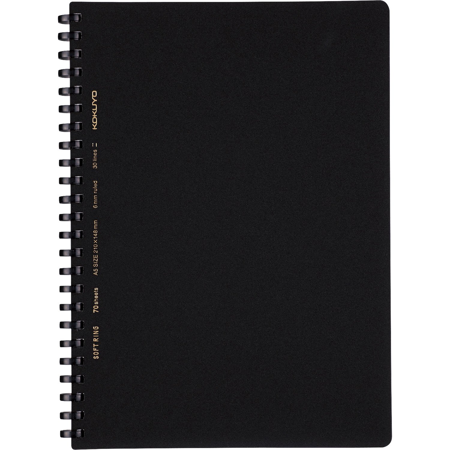 KOKUYO Spiral Lined Notebook, 8.3'' x 5.8'' Business Journal A5 Soft Ring Notebooks with A 6mm Ruled, 70 Perforated Sheets, Black 1 Subject Notebook, Note Taking for Work. Japan Import (SU-SV437B-D) — image 1
