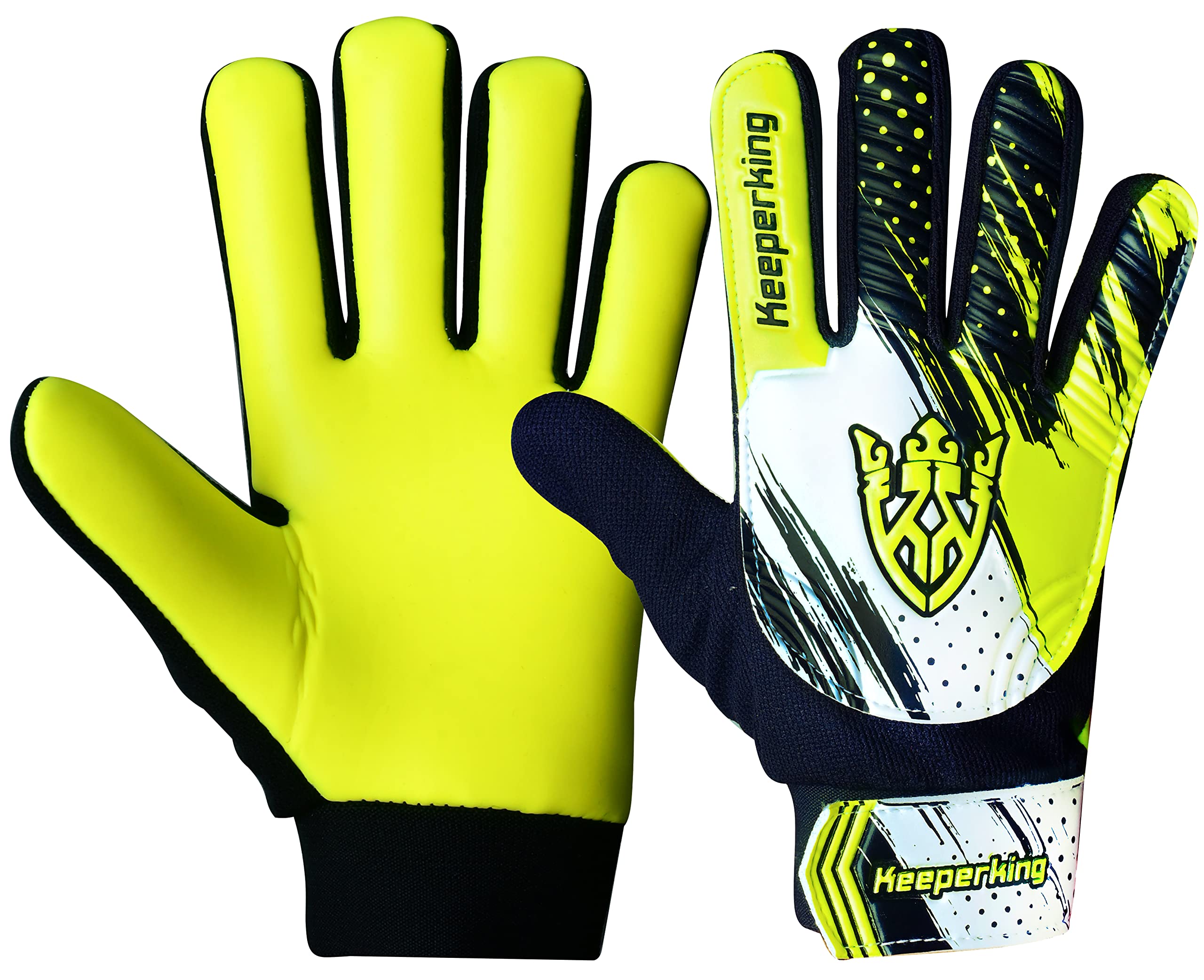 Keeperking Guanti da portiere per bambini, Clawxen, ragazzi e ragazze, guanti da calcio, guanti da calcio, guanti da tormann, misura 3-7